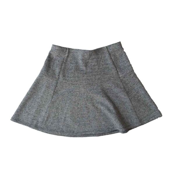LOFT Ann Taylor Gray Marled Fleece Fabric Mini Length Circle Skirt Women's Small - Picture 2 of 12